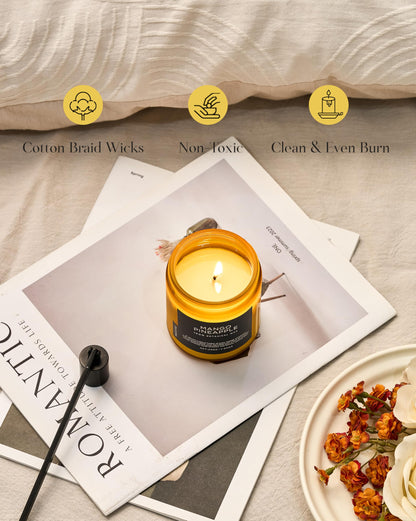 M&SENSE Mango Pineapple Tropical Scented Candle, 7.05oz Non Toxic Natural Soy Wax 50 Hours Long Lasting Burn Fruit Scent Summer Gifts for Housewarming, Aromatherapy Candle for Women Men