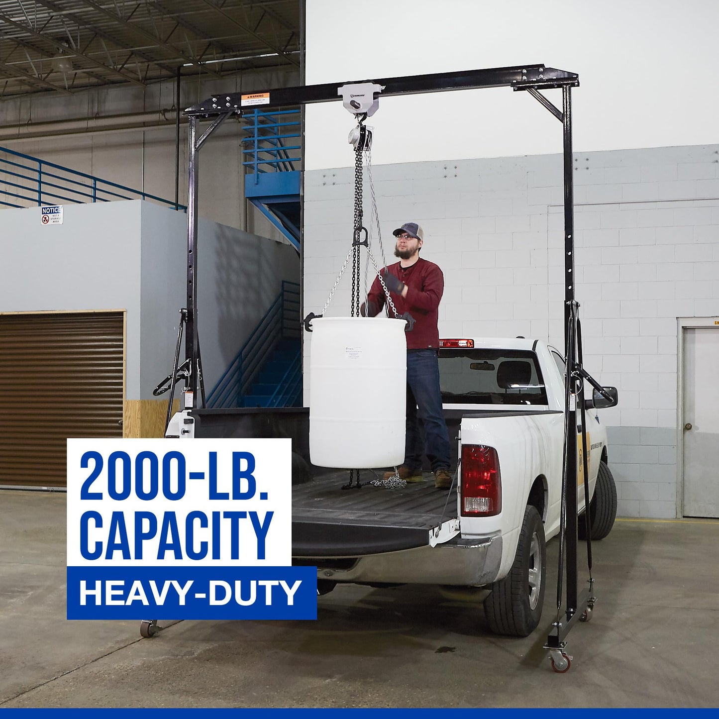 Strongway Adjustable Gantry Crane, 2000-Lb. Capacity, 7.87–11.9ft. Lift