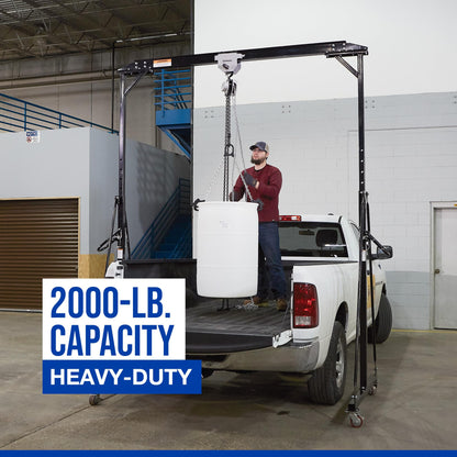 Strongway Adjustable Gantry Crane, 2000-Lb. Capacity, 7.87–11.9ft. Lift