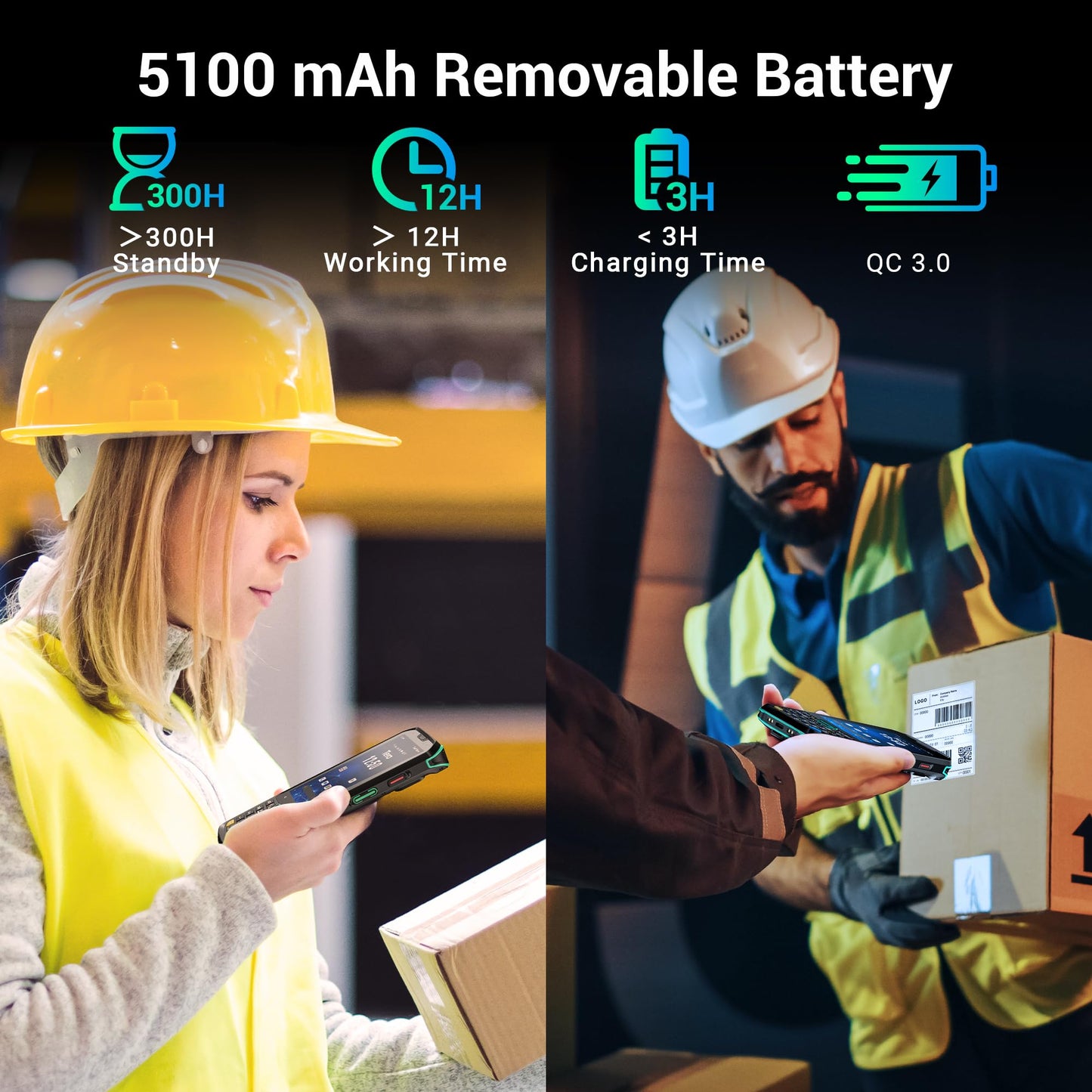 Tera Android 11 Barcode Scanner with 26 Keys HS7 Scan Engine IP67 Rugged 4+64GB 5100 mAh Battery QC 3.0 Fast Charge 4” Touch Screen Mobile Terminal for Warehouse Inventory Scanner P400