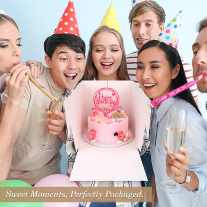 Cakebon Cake Boxes - 8x8x8 Inch 24-Pack Cajas Para Pasteles - Cake Box With Window for Birthdays, Weddings and Parties