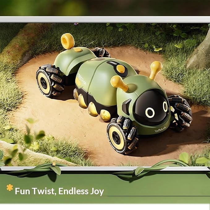 Rc Stunt Remote Control Car Toys 4WD Hand Remote-Controlled Bionic Caterpillar Car and Lights &amp Insect Chirping Effects360° Stunt Drift &amp Most Terrains 3-12 Year Old Boys Girls Gift (Green