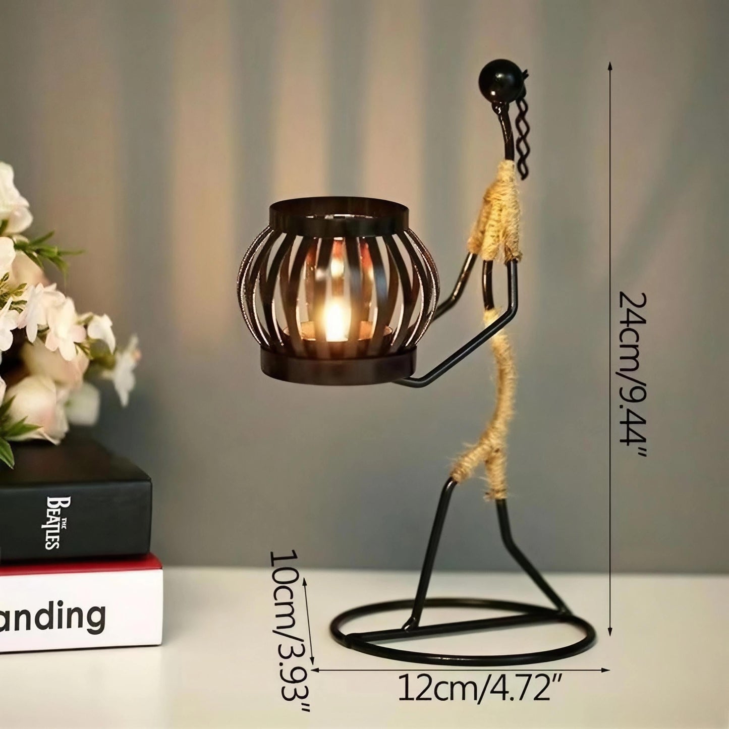 Candle Holder Decor for Centerpieces, Tea Light Candle Holder for Home, Bar, Restaurant, Hotel Dinning Table Decor, Handmade Iron Craft (Style H)