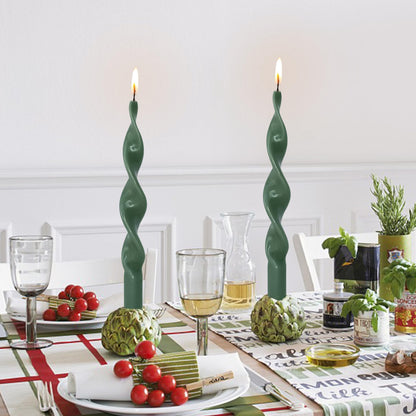 Christmas Candles Spiral Taper Candle Green Candle Sticks Dinner Twisted Candlesticks Unscented Tapered Candles for Home Décor Weddings Festive Seasons Holiday