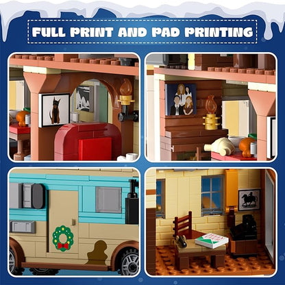 Christmas Holiday House Building Set 5 in 1 Model Buildings Kits Snow Village &amp RV Toy Building Blocks Sets with LED Xmas Decor Toys Gifts for Kids Girls Boys Ages 8+ Adults (1958PCS)