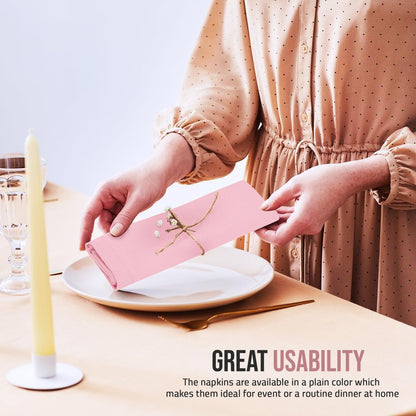 Utopia Home Pink Cloth Napkins (12 Pack, 20x20 Inches), Ideal Dinner Napkins for Party, Wedding and Lunch/Dinner