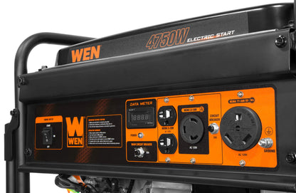 WEN 56475 4750-Watt Portable Generator with Electric Start and Wheel Kit, Yellow and Black