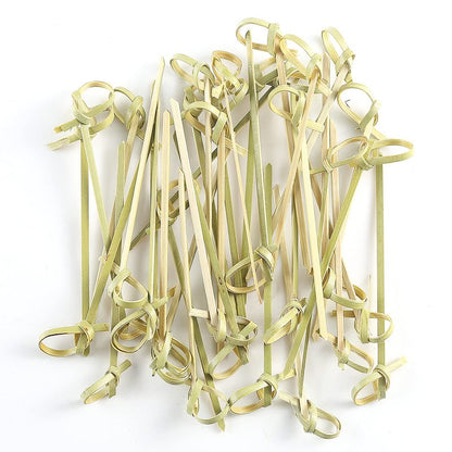Natural Bamboo Cocktail Picks With Looped Knot Great for Cocktail Party Barbeque Snacks Club Sandwiches Bamboo Fancy Sticks Hold Food on Stick Together,100Pieces,4 Inches