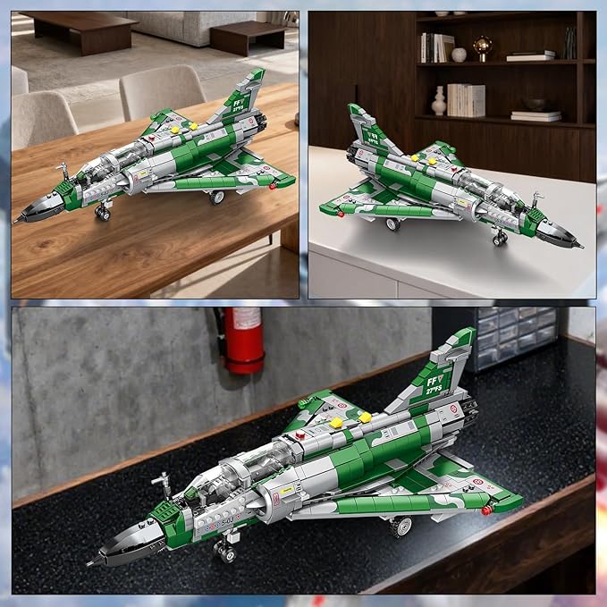 Reobrix Mirage 2000 Fighter Jet Building Kit for Adults and Teens 1012 PCS Military Airplane Model Set STEM Aircraft Toy with Openable Cockpit &amp Retractable Landing Gear Display Collectible Gif