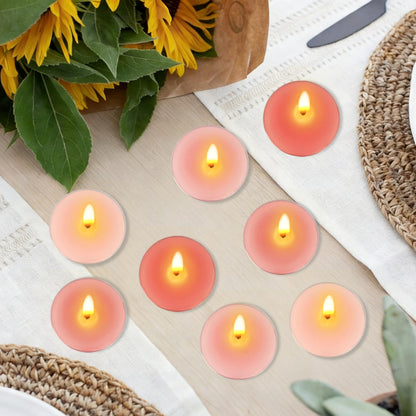 Rose Scented Tea Light Candles 12 Pack Gradient Pink Hand Poured Smokeless 4 Hours Clean Burning Small Round Tealight Candles for Mother's Day Meditation Romantic Dinners Wedding Cozy Evenings