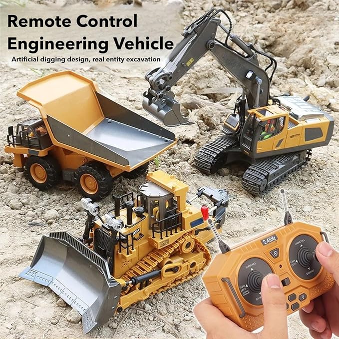 Mudsterz - Mudsterz Trucks Mudsterz Excavator 2.4GHz RC Construction Vehicle with Cool Lights and Real Sounds Realistic Engineering Design Metal Parts Little Builders Big Action (A2+B2)