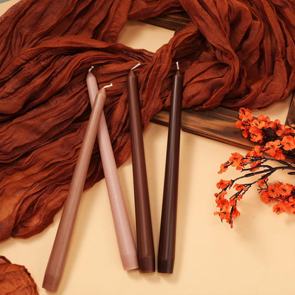 MTLEE 10 Inch Long Tapered Candle Stick Bulk Smokeless Unscented Burning Candlestick Paraffin Wax with Cotton Wick for 4th of July Dinner Anniversary Wedding Party Church(Gradient Brown,16 Pcs)