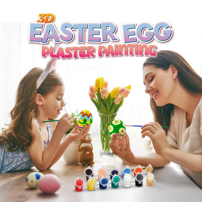 ArtCreativity 3D Easter Egg Painting Kit - Easter Craft Kit Includes Molds, Paint, Brushes for Kids & Adults - Ceramic Plaster Painting Kit - DIY Gifts for Spring - Basket Stuffers