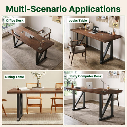 jmzx store Solid Wood and Metal Modern Industrial 56 inch Wide Home Office Desk, Writing Table, Workstation, Perfect Table for Your workspace Study Table Furniture in Rustic Natural Aged Brown