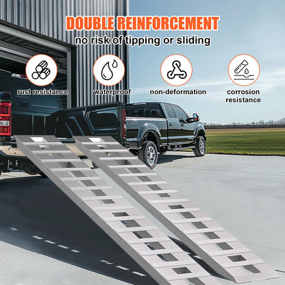 Loezora 84"x14" Aluminum Loading Ramps 6000 lbs Heavy Duty – 2 PCS Extra Long 7ft Trailer Ramps with Beavertail Hook & Anti-Slip Surface for Low Cars, Tractors, Trucks, ATV, UTV, Motorcycle