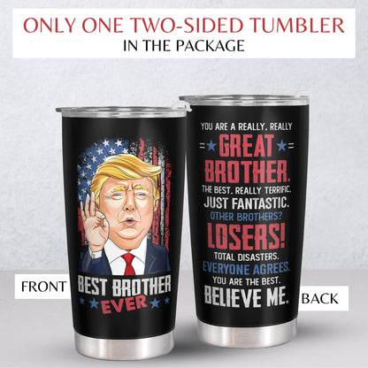 Mocosweeties Gifts for Brother - Birthday, Fathers Day Gift for Brother - Funny Big Brothers Gifts for Men from Bro, Sis - Gift Ideas for Brothers-in-law - 20 Oz Black Stainless Steel Tumbler