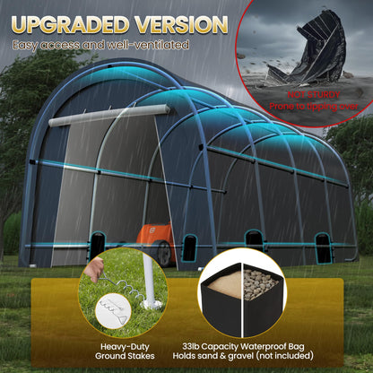 FansaFurn Heavy Duty Carport with 4 Cloth Bags, All-Weather Car Canopy with 2 Roll-up Doors, Portable Garage Storage Shelter Shed for Cars, Truck, or Garden Tools, 10' x 20'