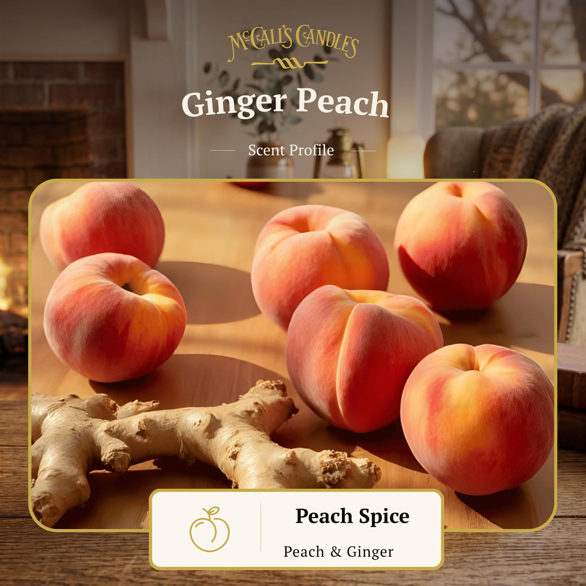 McCall’s Candles | Ginger Peach | 16 oz Two-Wick Scented Candle | USA-Poured | Vintage Mason Jar with Carrying Handle | Juicy Peach & Warm Ginger Fragrance