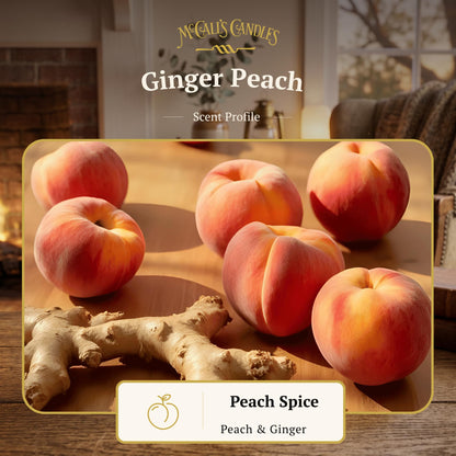 McCall’s Candles | Ginger Peach | 26 oz Scented Candle | USA-Poured | Vintage Rustic Jar with Carrying Handle | Sweet Peach, Brown Sugar & Ginger Spice Fragrance
