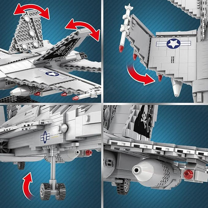 Reobrix F-18 Fighter Jet Building Sets for Adults Military Hornet Fighter Display Model 33022 Technical Military Plane Collectible Set Toys Gifts for Aviation Fans Adults (1387 PCS)