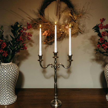Kemladio 8 pcs 10 inch Taper Candles,Burning Unscented Tapered 7.5 hrs,Fancy Dinner,Tall Candle Sticks, Halloween Party Decorations (8pcs, White)