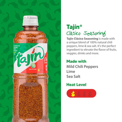 Tajin Clásico Seasoning, Authentic Mexican Chili Lime Spice Blend for Fruit, Snacks, Tacos, and Cocktails, Zesty Flavor Enhancer, 14 oz (Pack of 12)
