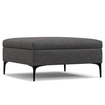 SIMPLIHOME Rebecca 36 inch Wide Contemporary Square Mid Century Coffee Table Storage Ottoman with Lift Up Lid in Slate Grey Polyester Linen, Assembled, For the Living Room, Entryway and Family Room