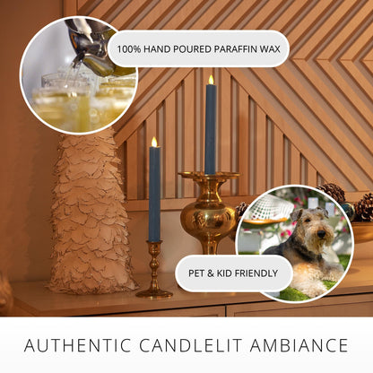 Luminara - Flameless Battery Operated Taper Candle - Spring Lake - Pack of 2-1x9.75 - LED Flickering Flame - Realistic Safe for Home Kids and Pets