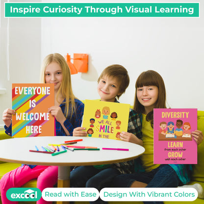 EXCOOL CLUB Diversity Posters For Classroom - Everyone Is Welcome Here Multicultural Decorations, Kindness Quotes Motivational Poster For Elementary Middle School, Inclusion Teacher Must Haves
