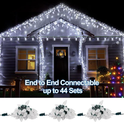 C9 Christmas Lights - 50 LED Faceted String Lights | 24.5 FT Connectable Indoor/Outdoor, Cool White
