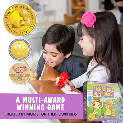 The Family Treasure Hunt Game! Indoor Adventure Board Game for Kids 4-8 Solve Clues Together to Find Jewels and a Surprise Gold Bar Reward – Great for Parties and Playdates