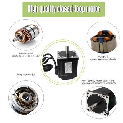XUNKUNER Nema 34 Closed Loop Stepper Motor 8.5Nm with HBS86H V4 Driver Kit, 2-Phase 1.8° Hybrid Servo Motor, 6.0A 18-80VAC Closed Loop Driver, 1000CPR Encoder 51200 Microsteps for CNC