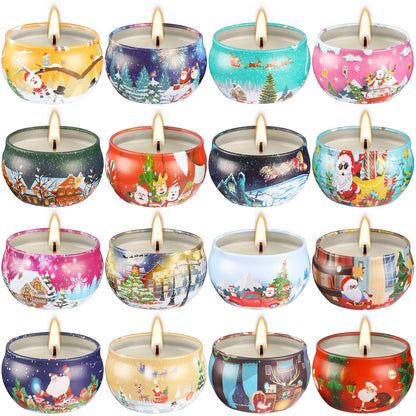 16PCS Scented Candles Christmas Gift Set, Natural Soy Wax 2.5oz Candles for Christmas Gift, 16 fragrances Flavor