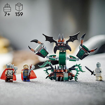 LEGO Marvel Attack on New Asgard Thor Buildable Toy 76207 with Hammer Stormbreaker and Monster Figure Love and Thunder Movie Set