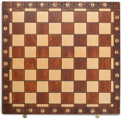 Husaria European International Wooden Chess Game Set Ambassador - 21.7 Inches - Large-Size Chess Set with Handcrafted Chessmen and Felted Folding Board