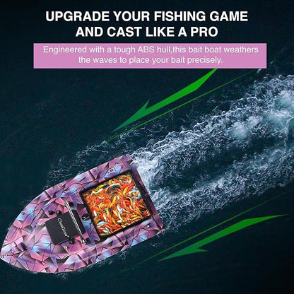 Bait Boat for FishingRC Bait Boat with 2.4GHz Remote Control 546yd Range Carries 4.4 lbs Bait Dual Brushless Motors &amp 3-Propeller System 4H Extended Runtime ABS Armor Low Battery Alarm