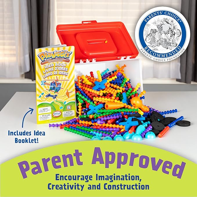 POPULAR PLAYTHINGS Playstix Building Sticks Kit for Kids Construction Stem Building Toy Gift for Boys &amp Girls - Super Set 400 Piece