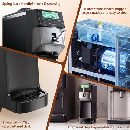Soft Serve Ice Cream Machine – 3.5 Gal/H Single Flavor Ice Cream Maker with 5" HD Display, Pre-Cooling Function & 1.6 Gal Hopper, Ideal for Cafés, Restaurants, Bakeries and Commercial Use