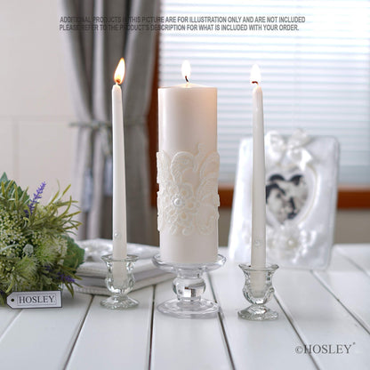 Hosley Gold Metal Unity Candle Holders Set for Wedding Ceremony, Includes 1 Pillar and 2 Taper Candles and one Metal Holder
