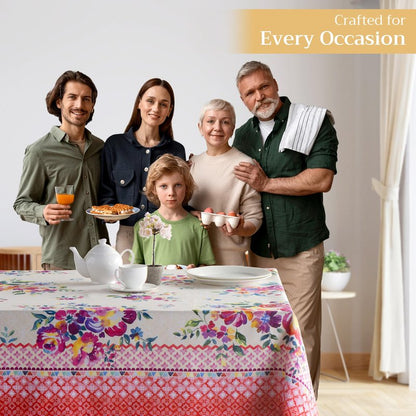 Maison d' Hermine Table Cloth Rectangle Table 100% Cotton 60 x 90 Inches Tablecloth Reusable Decorative for Dining Kitchen Room Farmhouse Home Gifts for Mothers Day Spring Summer - Rose Garden