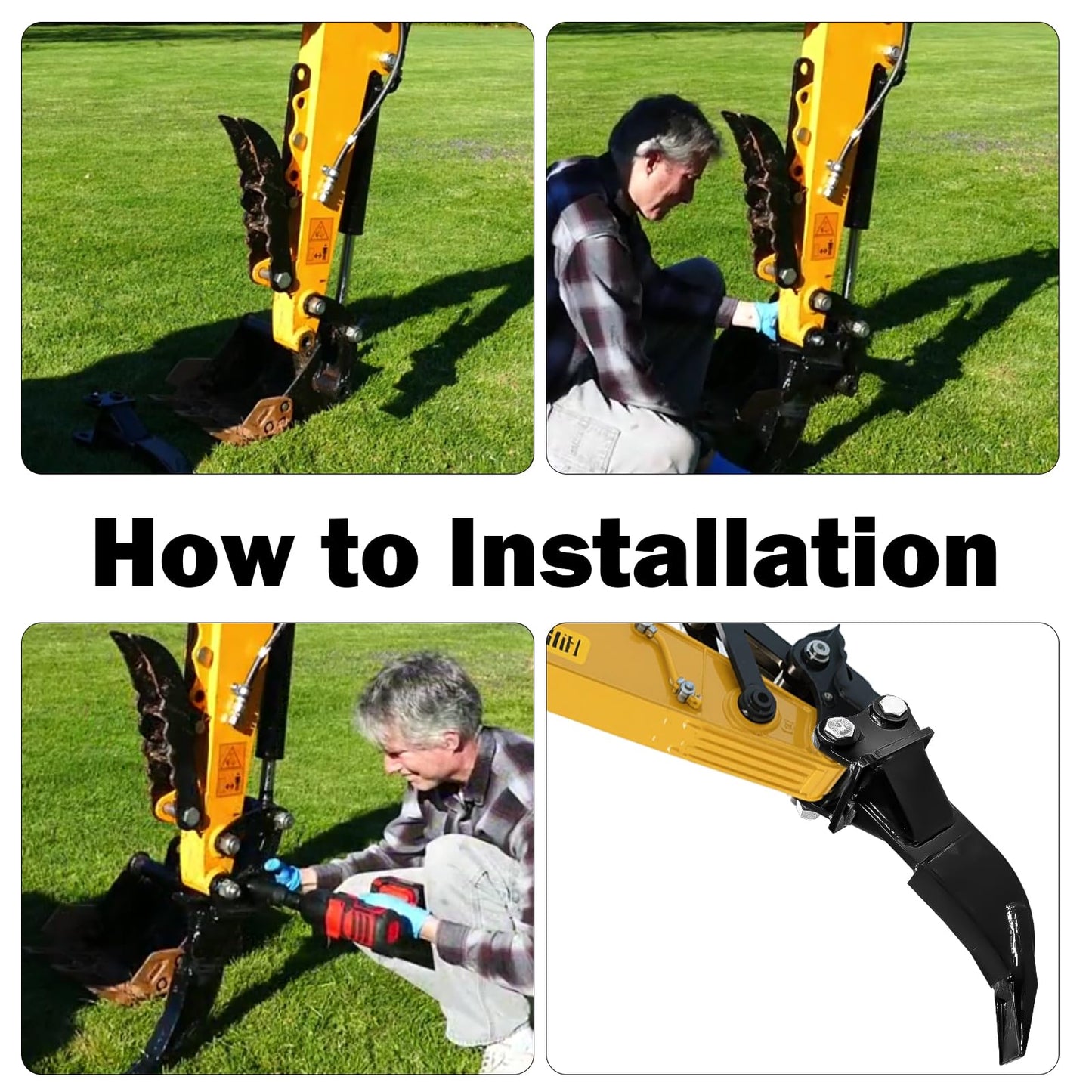 Mini Excavator Ripper - Mini Excavator Attachments for 1-1.8 ton mini excavator | 90mm Span | 0.98in Hole | Includes Pins | for Farm, Garden, Construction and Road Maintenance.