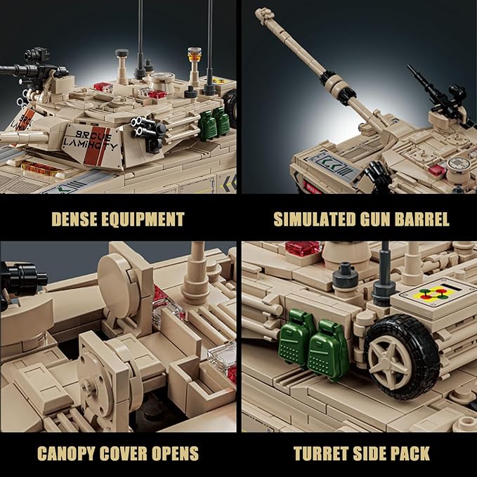 M1A2 Abrams Tank Building Set for Adults-Compatible with Lego Tank Collectible Army Model Gift Ideal for Military Enthusiasts (1002 PCS)