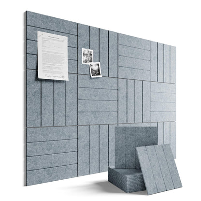 Large Felt Bulletin Board 48" x 36" Cork Board Alternative-12 Pack with 70 Safe Removable Adhesive Tabs, Cork Boards for Walls Cork Board for Home Office Classroom Pin Board-Blue Gray