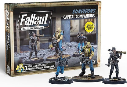 Modiphius Fallout Wasteland Warfare: Survivors: Capital Companions - 3 Miniatures 32mm Unpainted Resin Figures Capital Wave