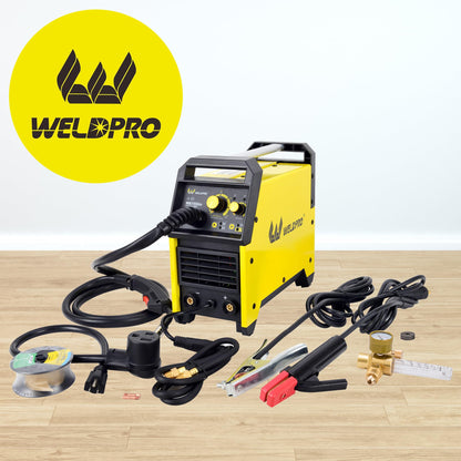 Weldpro 155 Amp MIG Welder, 110V/220V 3 in 1 Welding Machine, Flux Core MIG/Gas MIG/MMA/Stick Welder, Welder Machine with Synergy, IGBT Inverter Portable Welder Equipment for Beginner