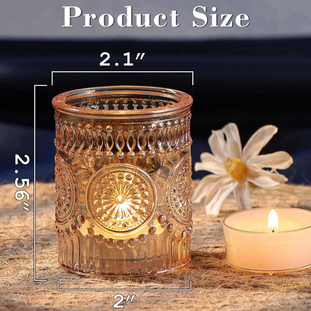DARJEN Gold Votive Candle Holders Set of 36- Glass Candle Holders Bulk for Table Centerpiece, Tea Lights Candle Holders for Wedding Shower, Party, Home Decor