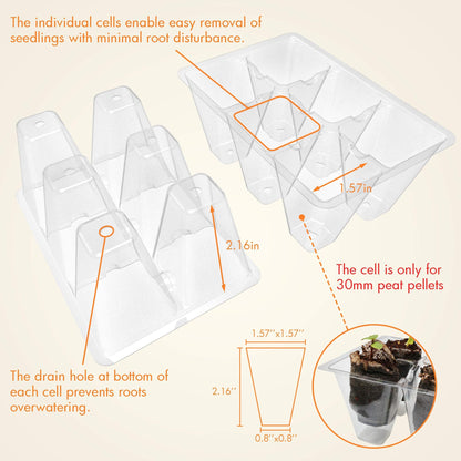 Gardzen 3 Pack Seed Starter Tray Germination Kit, Seed Starter Kit with Adjustable Humidity Dome, Plant Growing Kit 6.6" x 4.5" (12-Cell per Tray), Clear