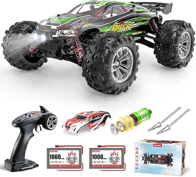 Hosim 2845 Brushless 60+ KMH 4WD High Speed RC Monster Truck 1:16 Scale RC Car All Terrain Off-Road Waterproof 2.4GHZ Hobby Grade Remote Control Vehicle for Adults Children(Green)