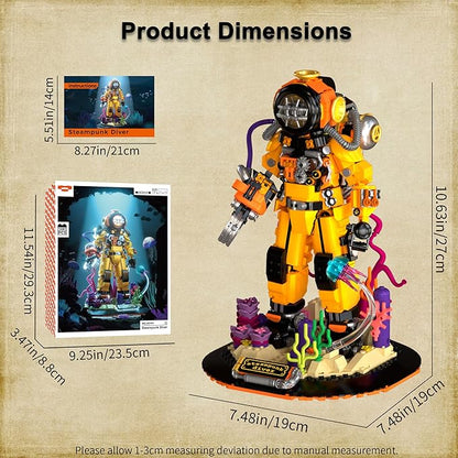 Building Toys Set Steampunk Diver Buildings Blocks for Adults Teens 14+ Creative Model Building Kits Birthday Home Office Decoration 1287PCS