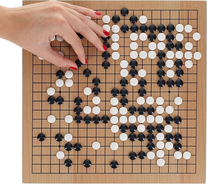 WE Games Go Game Set 12 Inch - Traditional Go Set with Pull-Out Storage Drawers Portable Wood Veneer Goban Strategy Board Games for Adults Go Board Game